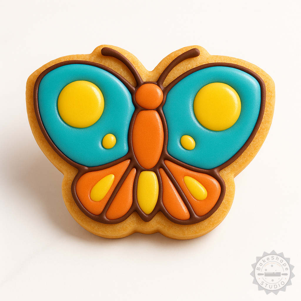 Decorated example 1 of Butterfly Shape Cutter and Stamp Set, Perfect for Cookies and Fondant, 6 Pieces, Three Sizes