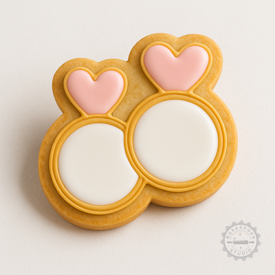 Decorated example 1 of Wedding Rings Cookie Cutter Set, 6 Piece Pack for Fondant & Cookies, S/M/L Sizes