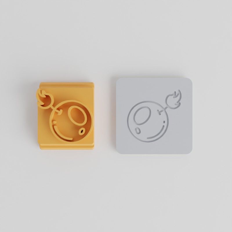 Bomb Stamp Tile Set for Clay, Cookies, Fondant, 5 Sizes Motif 20-40mm
