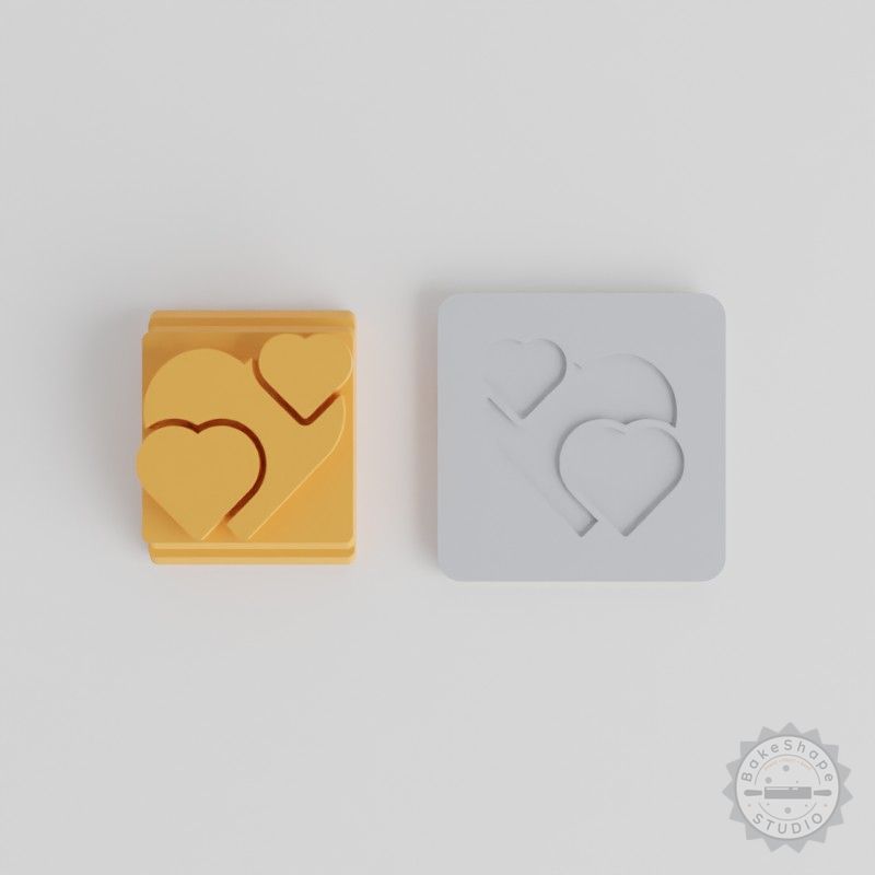 Heart Stamp Tile Set for Clay and Cookies, 5 Sizes 20-40mm, Crafting and Baking Tool