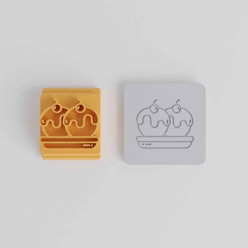 Apple Cake Stamp Tile Set, 5 Sizes for Clay, Cookie, Fondant Designs