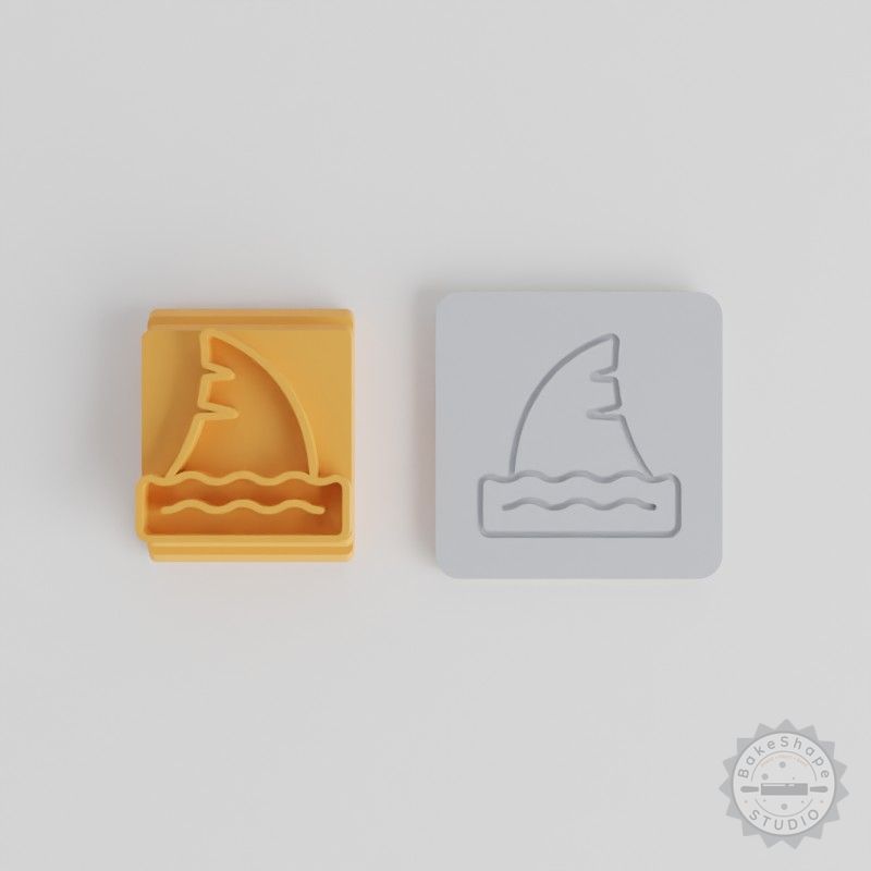 Shark Fin Ocean Stamp Tile Set for Clay, Cookies, Fondant, 5 Sizes