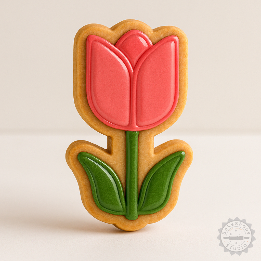 Decorated example 1 of Tulip Shape Cutter and Stamp Set, Perfect for Cookies & Fondant, 3 Sizes, Flower Baking Tool