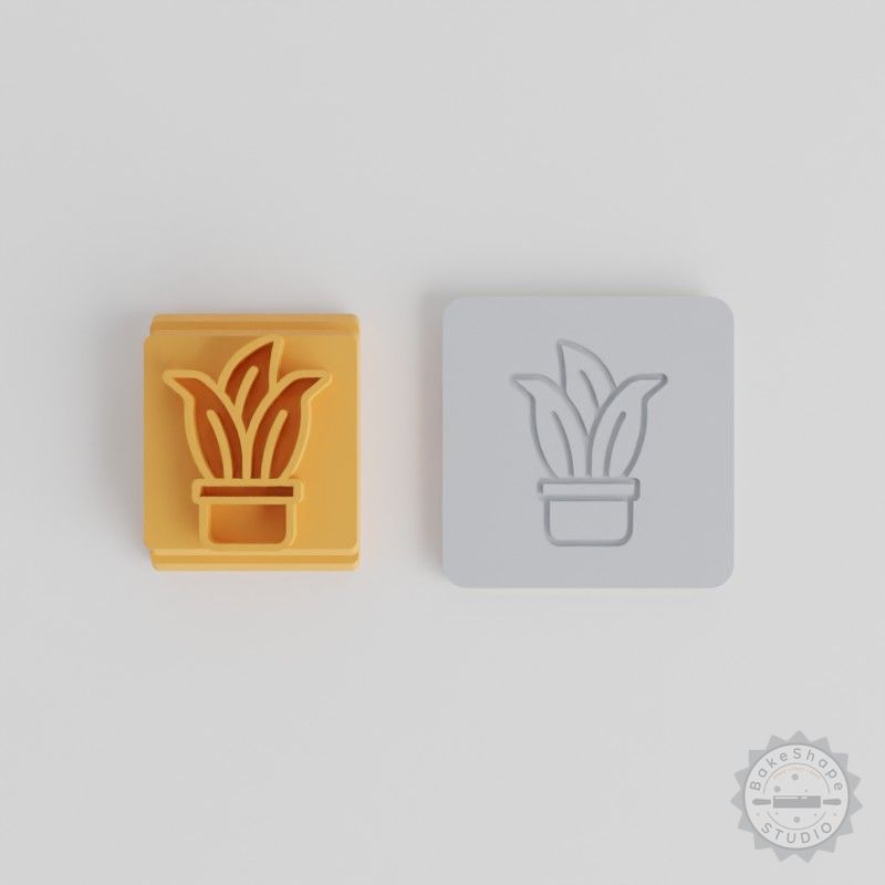 Bent Snake Plant Stamp Tile Set, 5 Piece Motif in Various Sizes for Clay, Cookies, Fondant