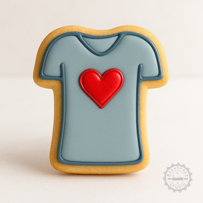 Decorated example 1 of Heart T-Shirt, Casual Cotton Tee with Heart Design, Crew Neck, Short Sleeve