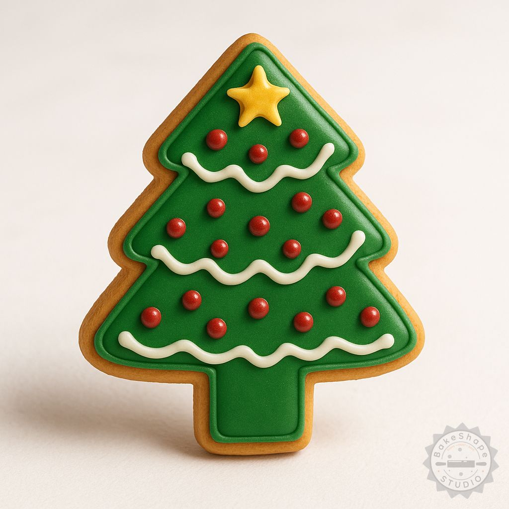 Christmas tree cookie cutter and stamp set STL for 3D printing in small, medium, and large sizes