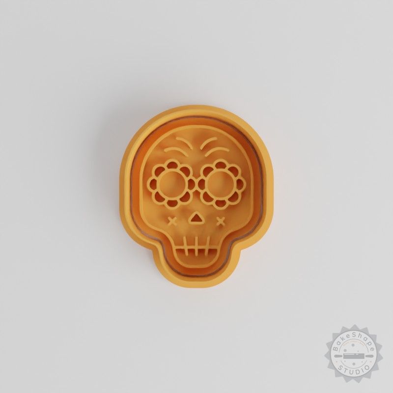 Skull Cookie Cutter Set, Shape Cutter and Stamp for Cookies and Fondant, 6-Piece, Day of the Dead Designs