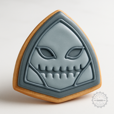 Decorated example 1 of Skull Shape Cutter and Stamp Set, 6-Piece, Cookie Fondant Halloween Creepy Skull, S/M/L Sizes