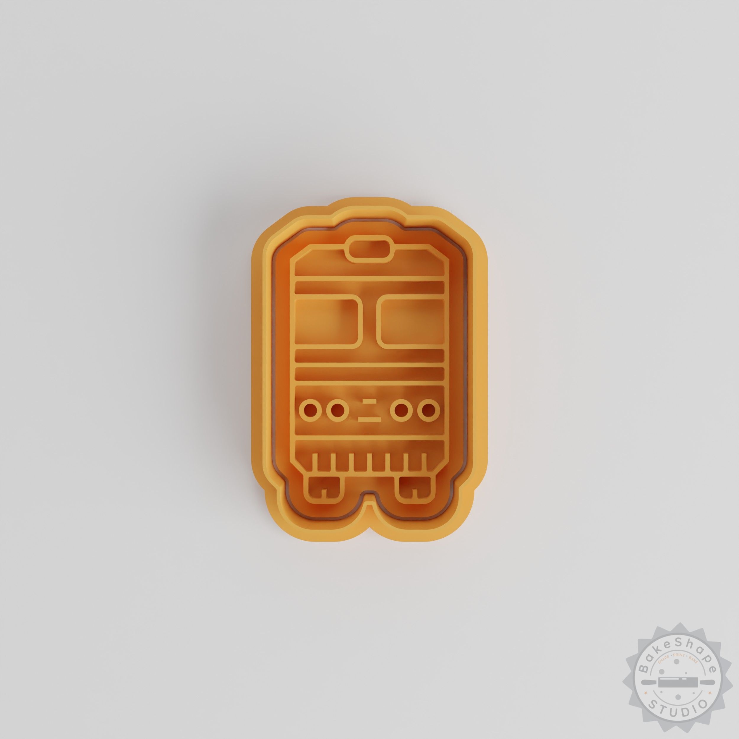 Train shape cookie cutter and stamp STL set for 3D printing with three size variations