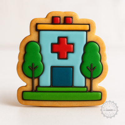 Decorated example 1 of Hospital Cookie Cutter and Stamp Set, Medical Center, Dental Office, Health-care Baking Tools