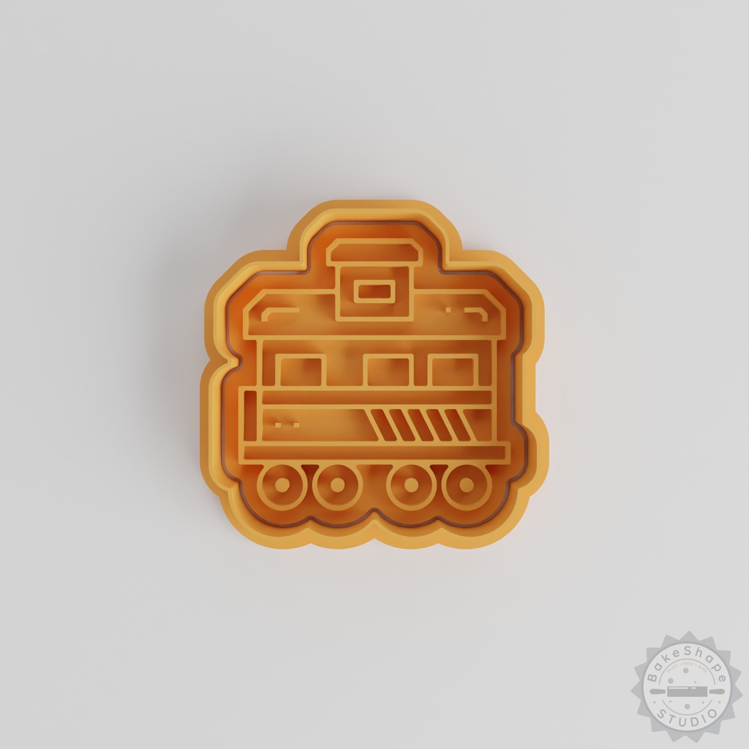 Train cookie cutter and fondant stamp 6-piece set STL for 3D printing in small, medium, and large sizes