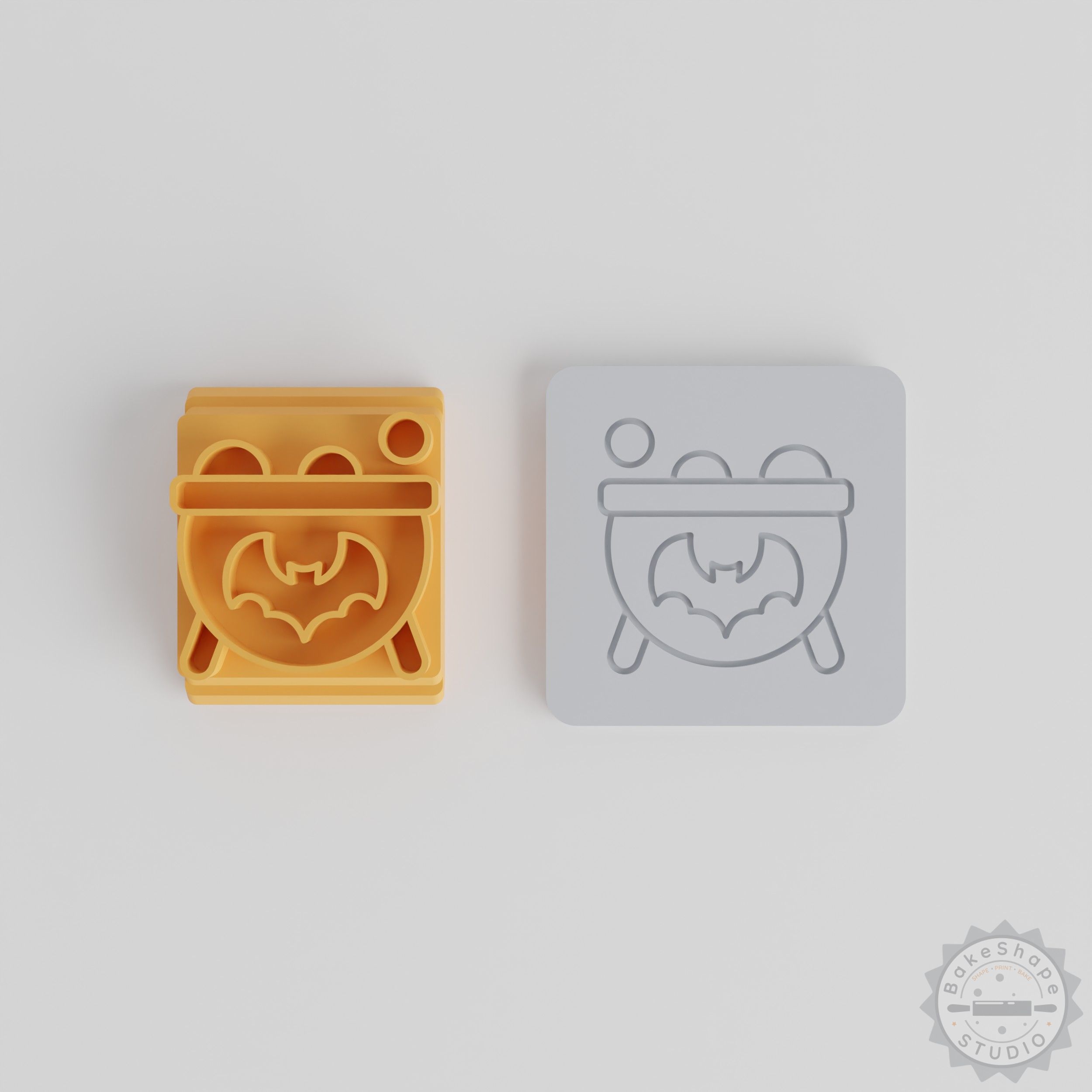 Halloween Stamp Tile Set, 5-Piece Cookie Fondant Clay Decor, Spooky Cauldron Motif