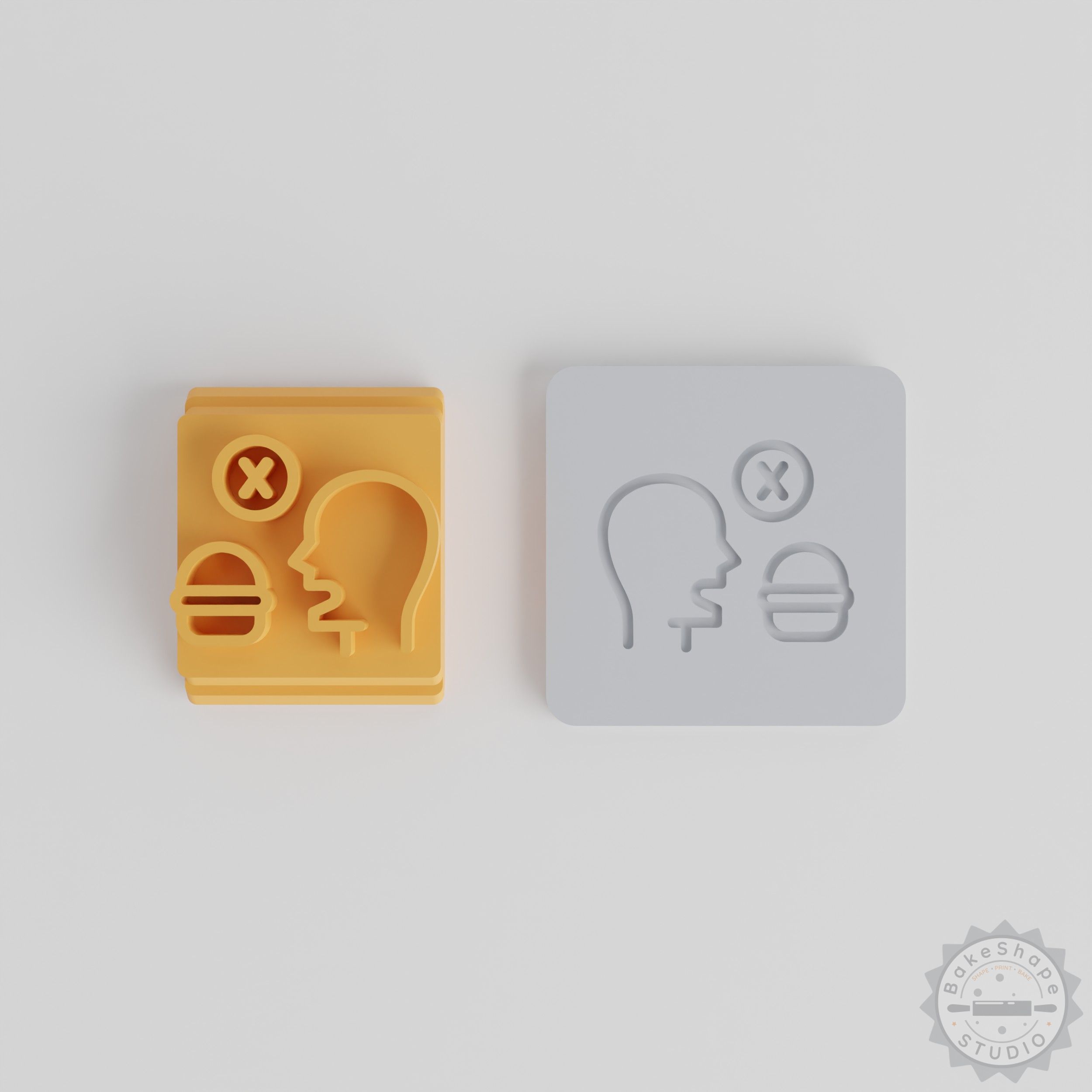 No Eating stamp tile set in 5 sizes STL for clay and cookie crafting