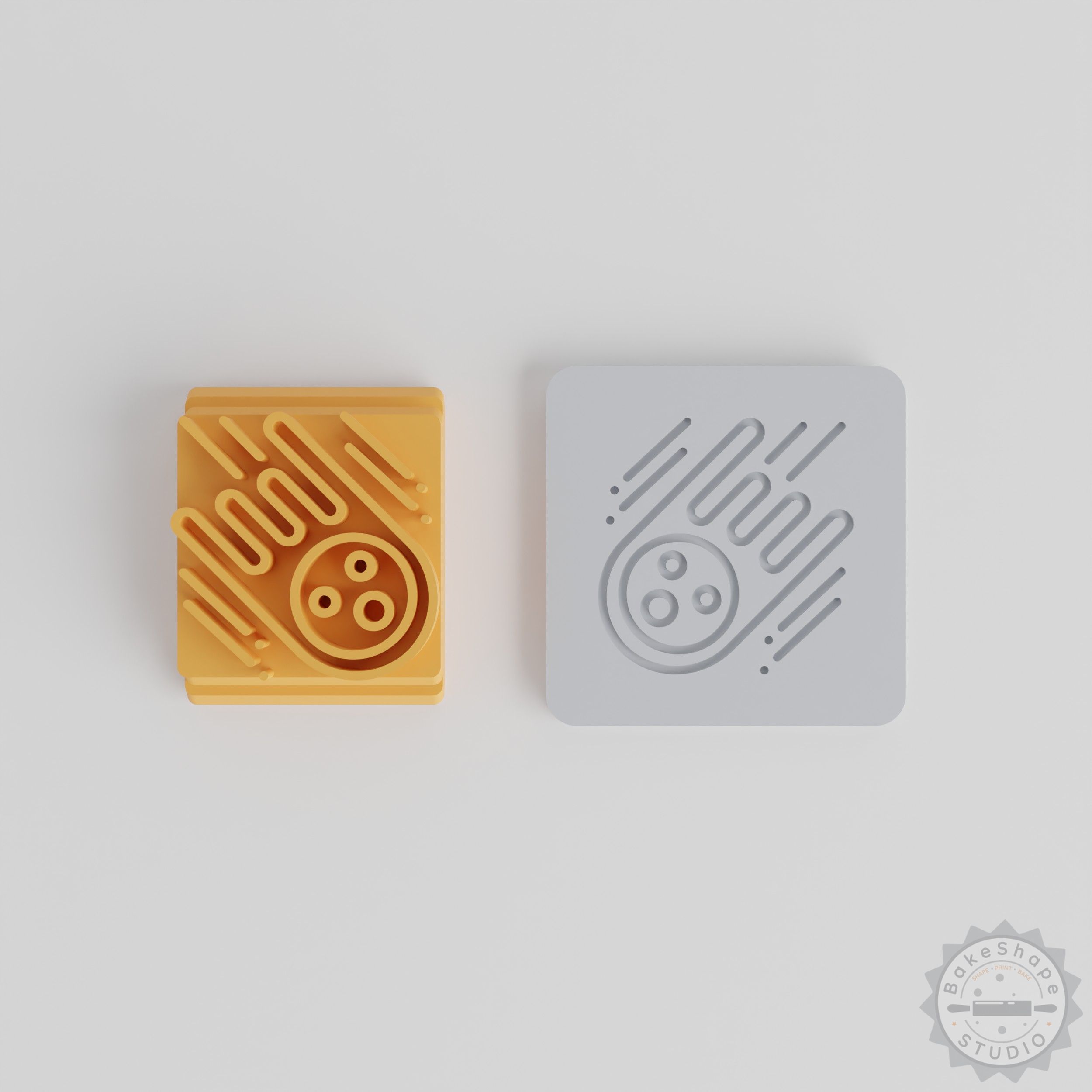 Comet Stamp Tile Set for Clay, Cookies, Fondant, 5 Sizes 20-40mm, Space Motif