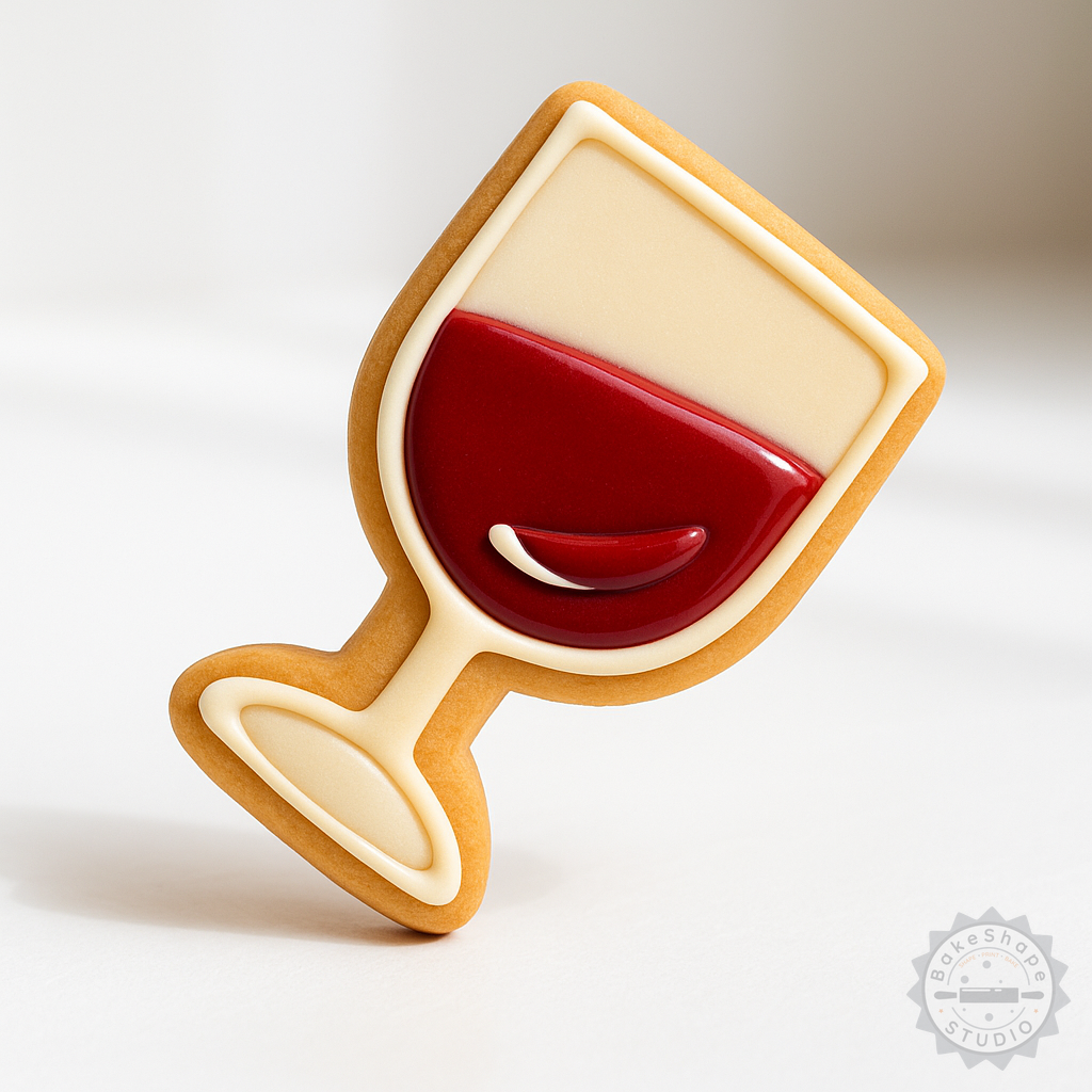 Decorated example 1 of Wine Glass Shape Cutter & Stamp Set, Perfect for Cookies & Fondant, 6-Piece Set, Includes S/M/L Sizes