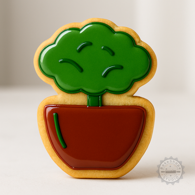 Decorated example 1 of Bush Plant Shape Cutter and Stamp Set, 6-Piece Cookie and Fondant Tools, S/M/L Sizes