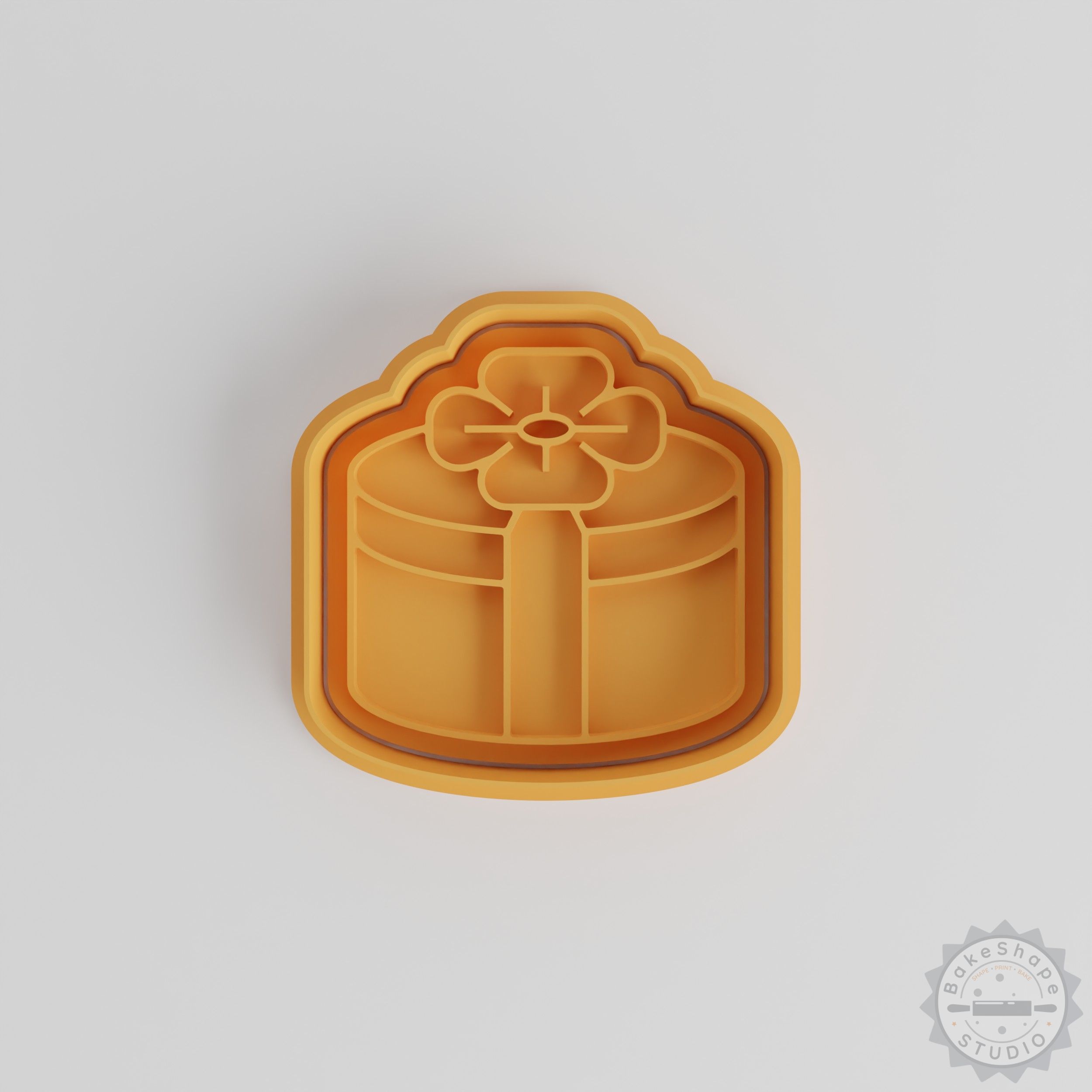 Gift Box Shape Cutter & Stamp Set, Cookie Fondant Baking Tools, 6 Pieces, Wedding Theme