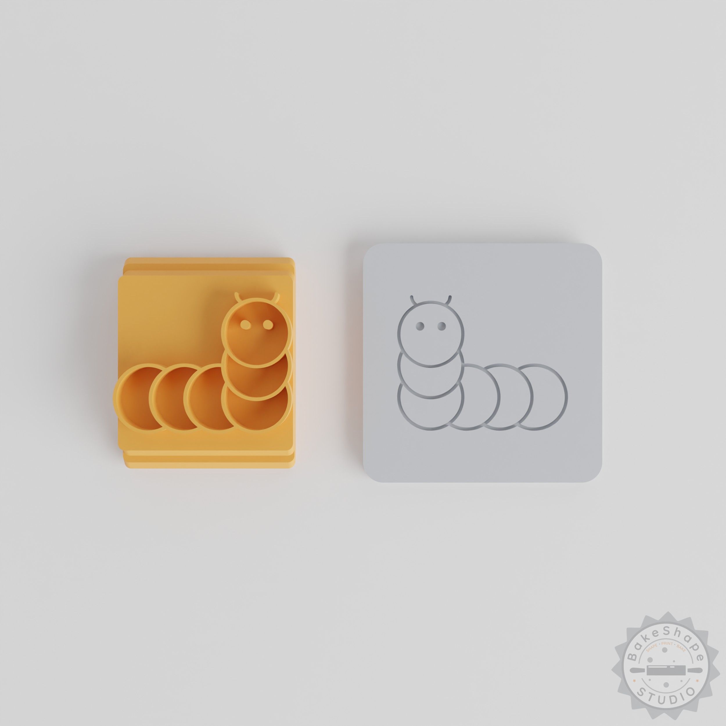 Caterpillar Stamp Tile Set for Clay, Cookies, Fondant - 5 Sizes, Garden Bug, Insect Designs