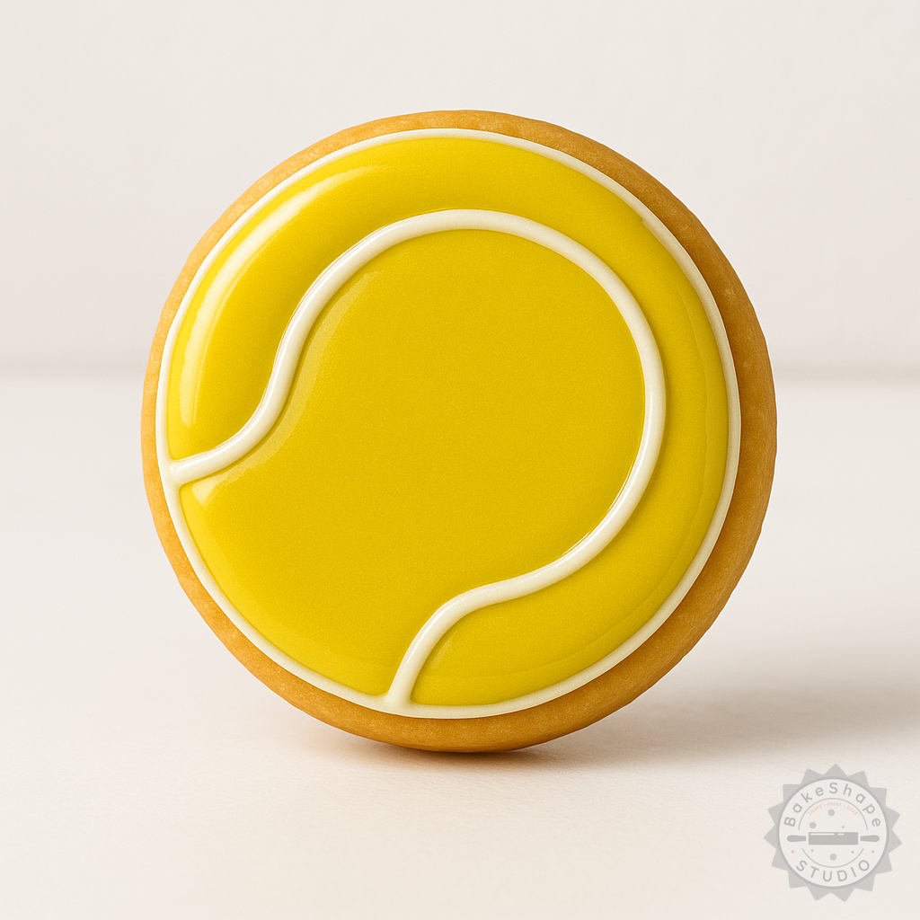 Decorated example 1 of Tennis Cookie Cutter Set, Shape Cutter and Stamp for Cookies and Fondant, Sports Ball Design, 3 Sizes S/M/L
