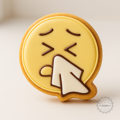 Decorated example 1 of Sneeze Shape Cutter Stamp Set, Emoji Cookie Fondant Mold, 6-Piece, S/M/L Sizes