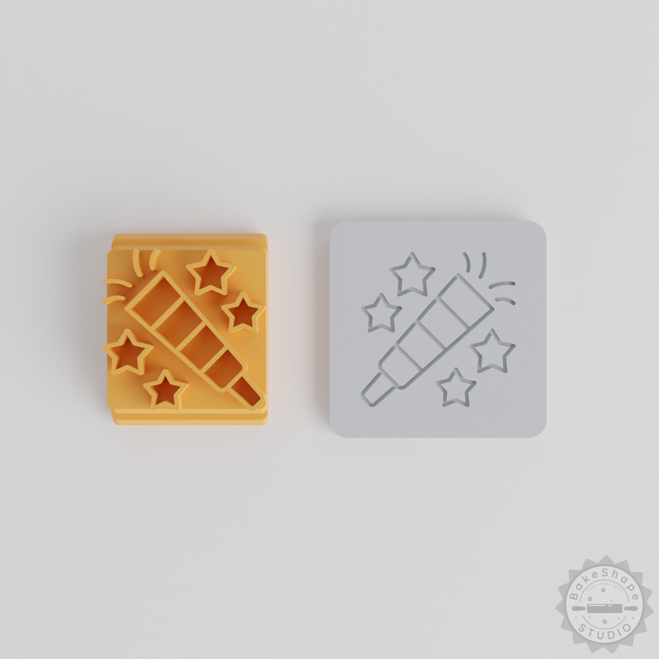 Clay Stamp Tile Set, 5-Piece, 20-40mm for Cookies, Fondant, Party Horn Mold, Celebration Decor