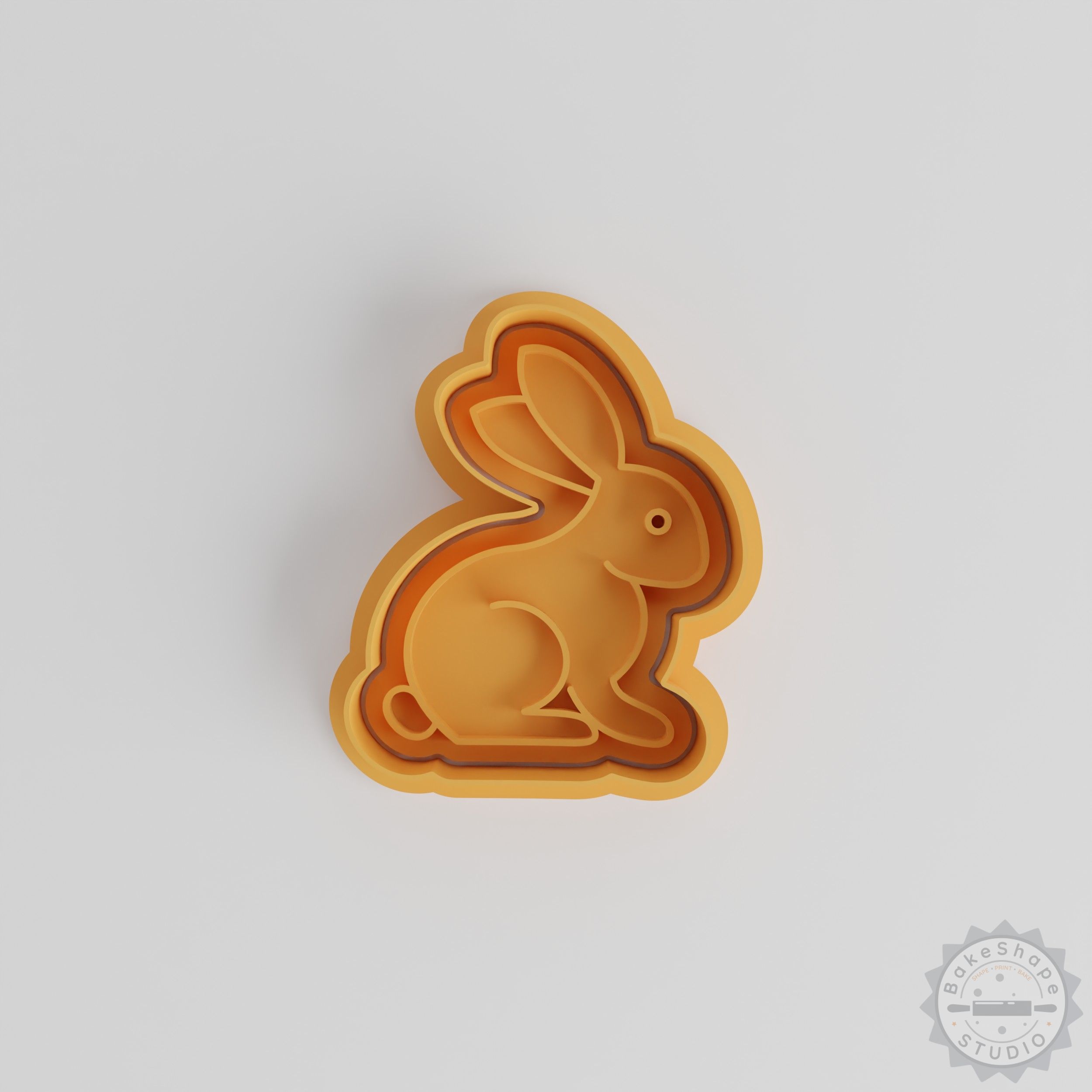 Rabbit cookie cutter and stamp set STL for 3D printing baking and decorating animal shapes