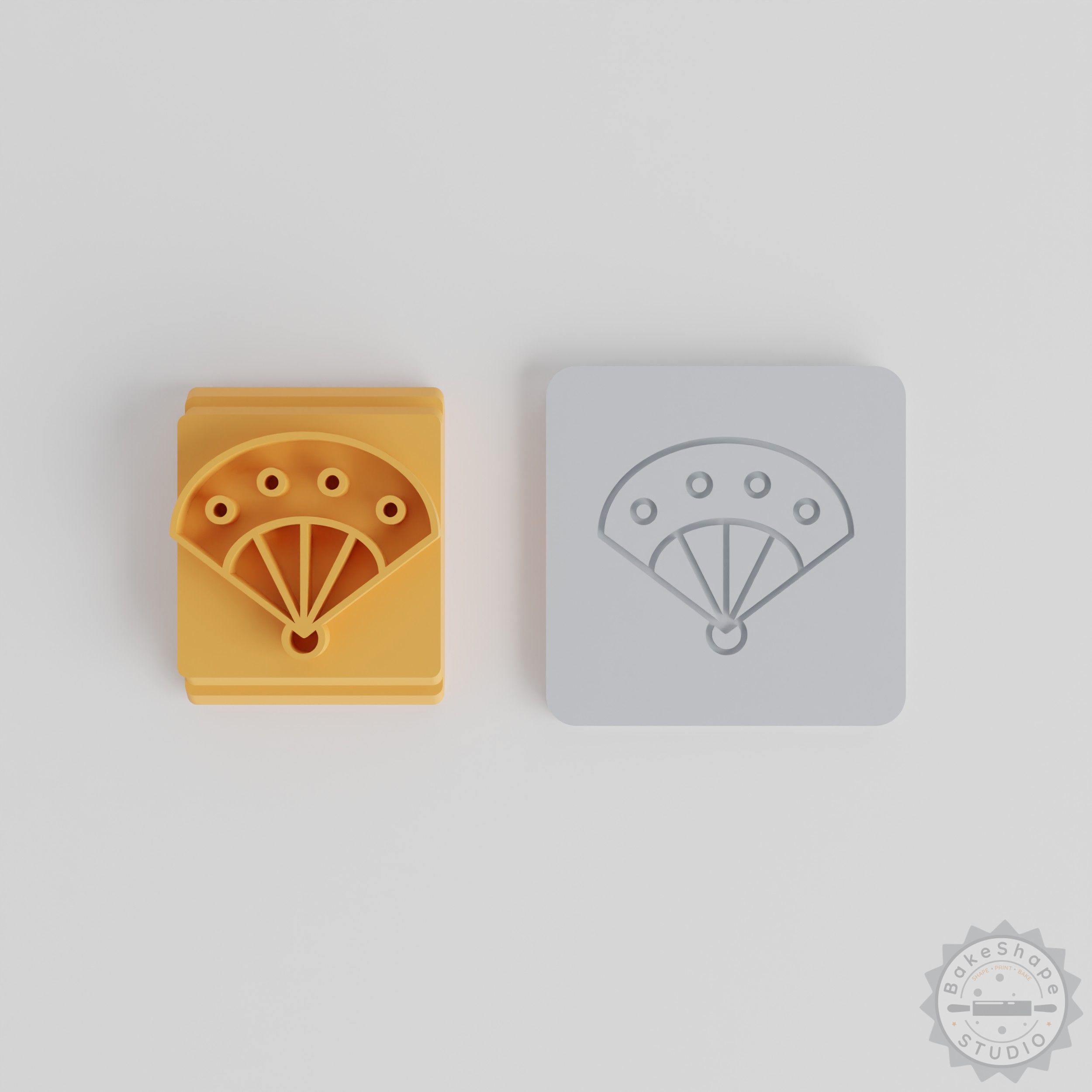 Hand Fan Stamp Tile Set, Festival Breeze, Asian Tradition, 5 Sizes for Clay, Cookies, Fondant