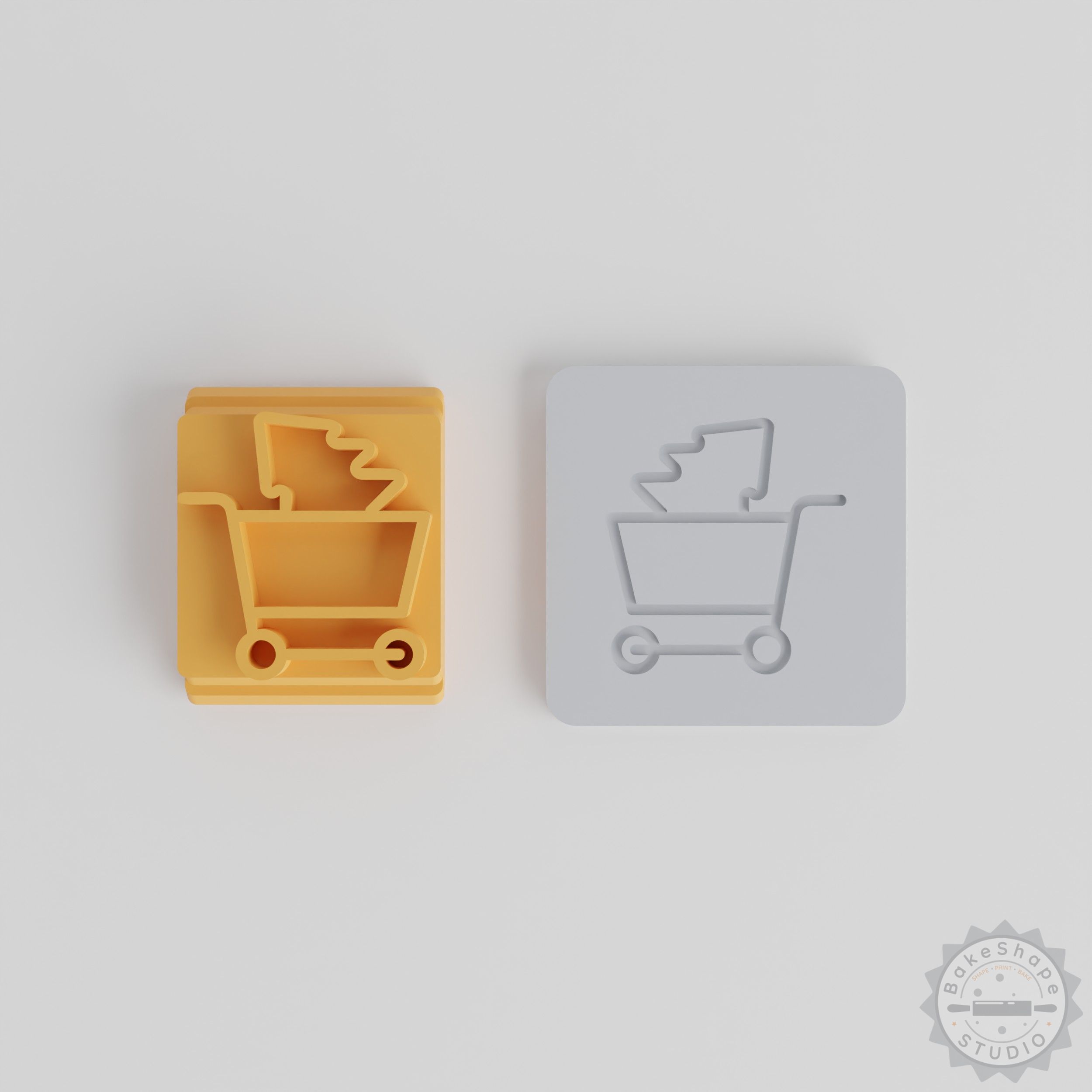 Christmas Trolley Stamp Tile Set, 5-Piece, Holiday Motif Sizes for Clay, Cookie, Fondant Decor