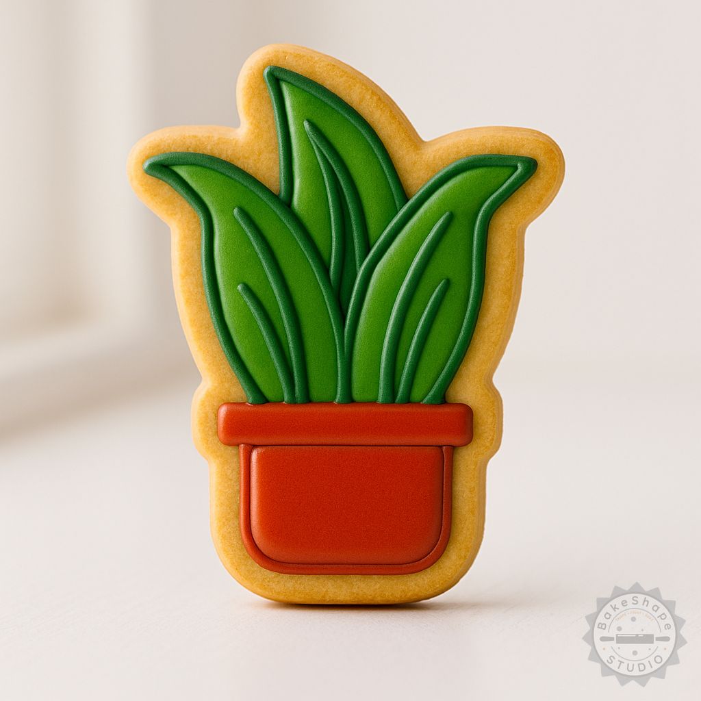 Bendy Plant cookie cutter and stamp set STL for 3D printing in small, medium, and large sizes