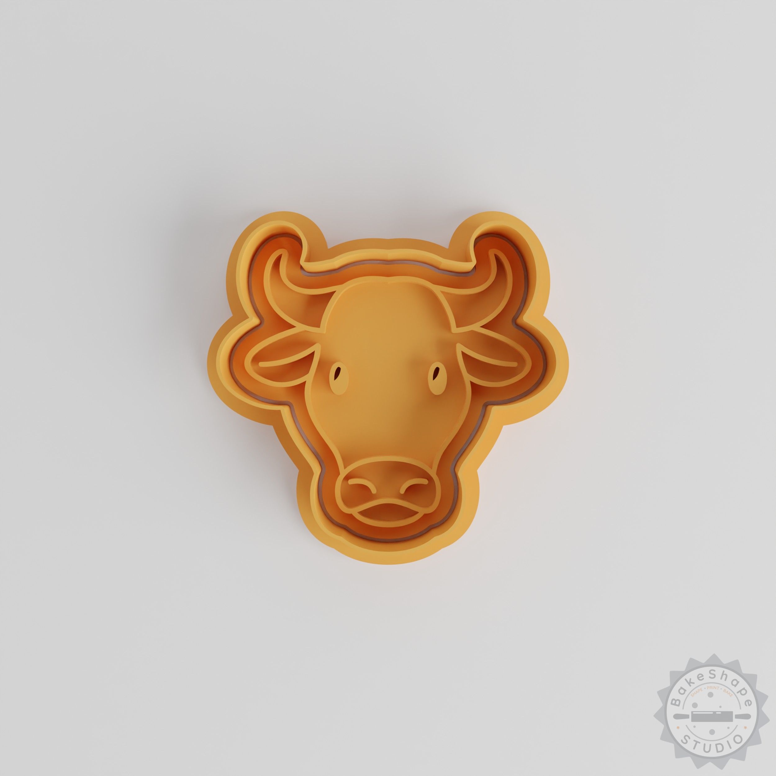 Animal Shape Cutter and Stamp Set, Cookie and Fondant, Bull Design, 6 Pieces, 3 Sizes