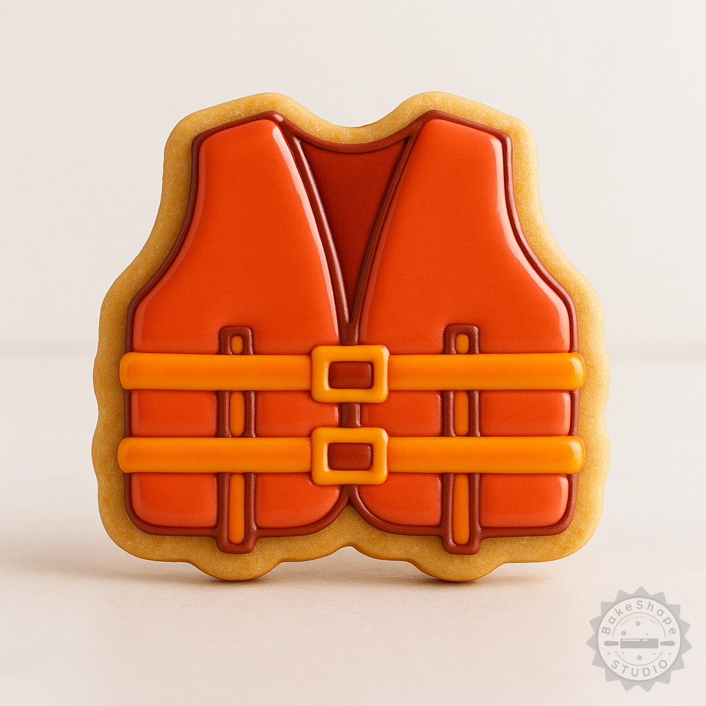 Decorated example 1 of Life Jacket Set with Shape Cutter and Stamp, Includes 6 Pieces in S/M/L for Swimming and Water Safety