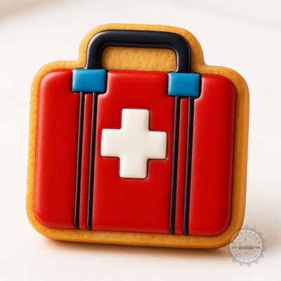 Decorated example 1 of First Aid Kit with Shape Cutter Set, Perfect for Cookies and Fondant, 6 Piece Medical and Emergency Collection