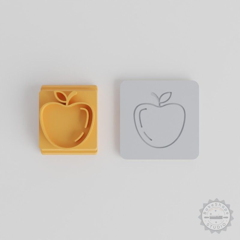 Apple Stamp Tile Set, 5 Pieces, Size Options for Clay, Cookies, Fondant Crafting