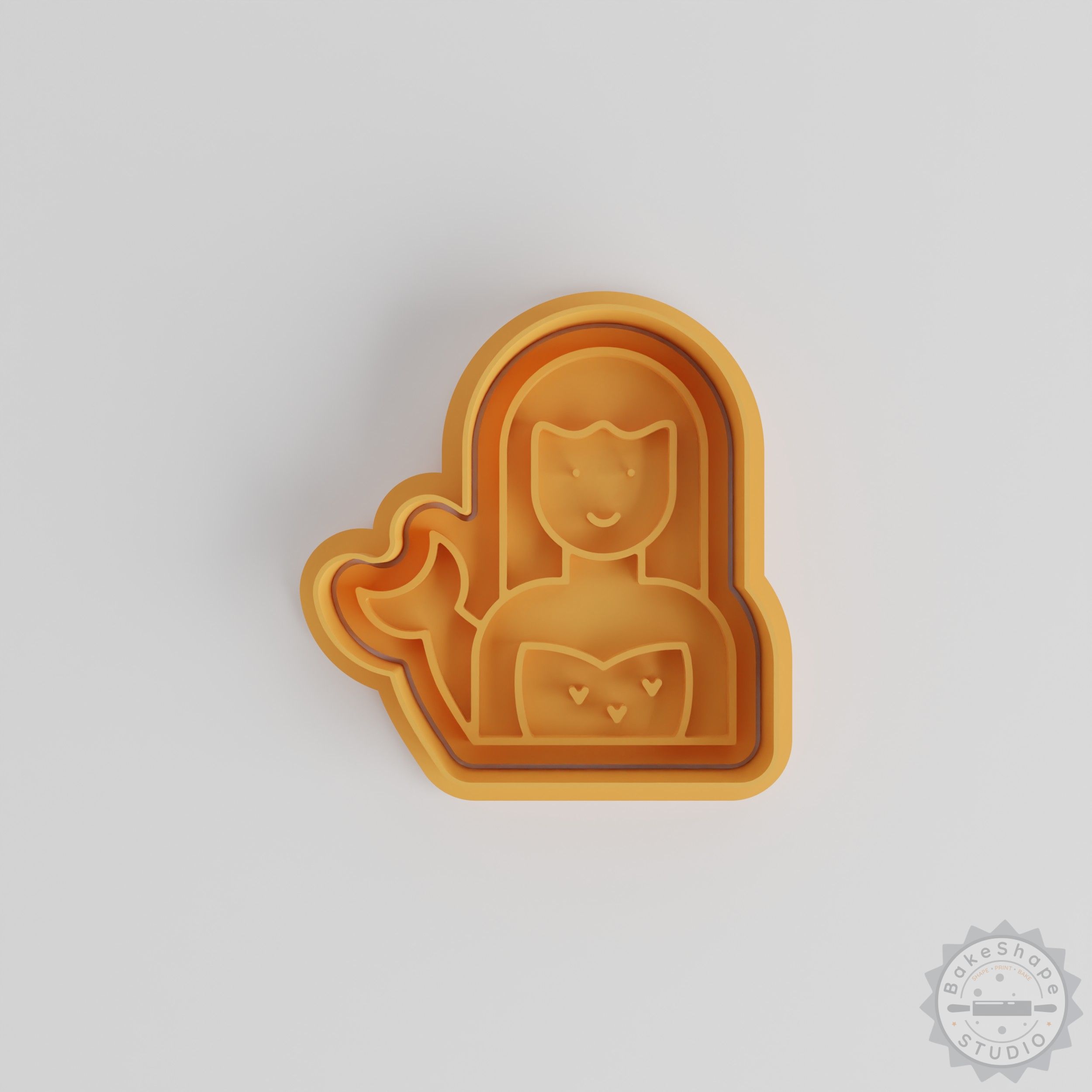 Mermaid Cookie, Fondant Shape Cutter, Stamp Set, S/M/L Sizes - 6 Piece Fairy-tale, Fantasy Design