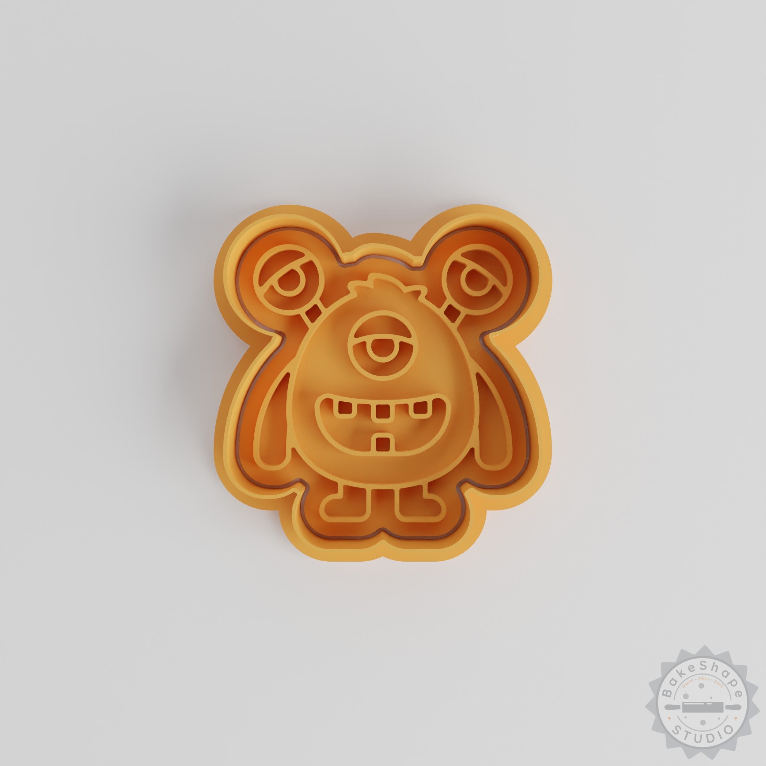 Egg Monster Cookie Cutter & Stamp Set, 6-Piece, Cartoon Cyclops Design, S/M/L Sizes, for Baking & Fondant