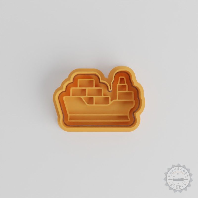 Cargo Ship Cookie Cutter and Stamp Set, Perfect for Cookies and Fondant, Includes 6 Pieces in Assorted Sizes