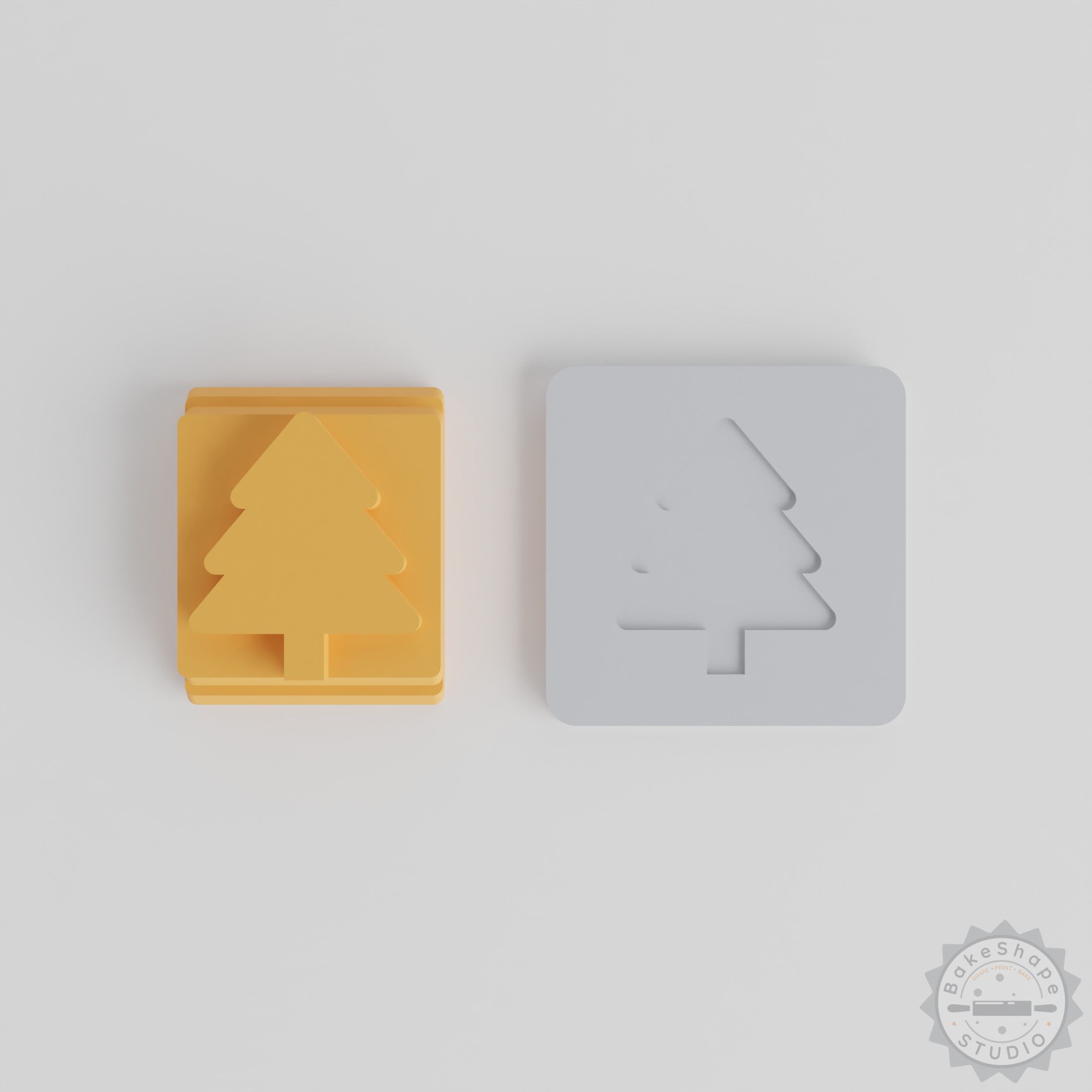 Tree Stamp Tile Set, 5 Sizes for Clay, Cookies, Fondant, Christmas Tree Motif