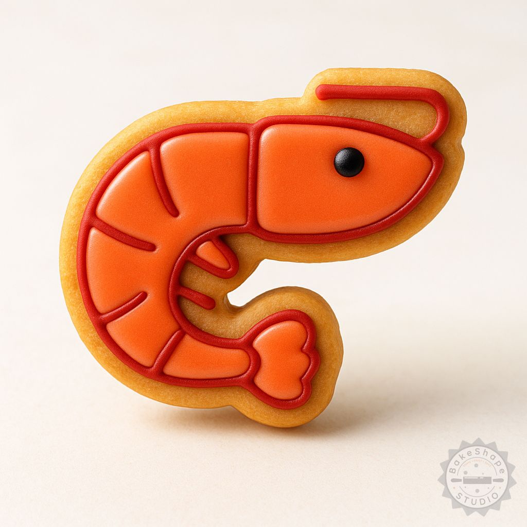 Shrimp shape cutter and stamp set STL files for 3D printing sea animal cookie cutters