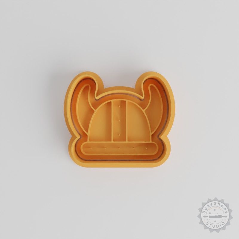 Viking Helmet Cookie Cutter Set, Shape Stamp for Fondant, Nordic Warrior Helm in 3 Sizes