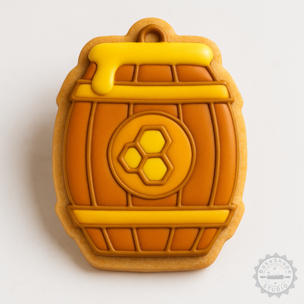 Decorated example 1 of Honey Jar Shape Cutter & Stamp Set, Perfect for Cookies & Fondant - 6 Pieces, 3 Sizes