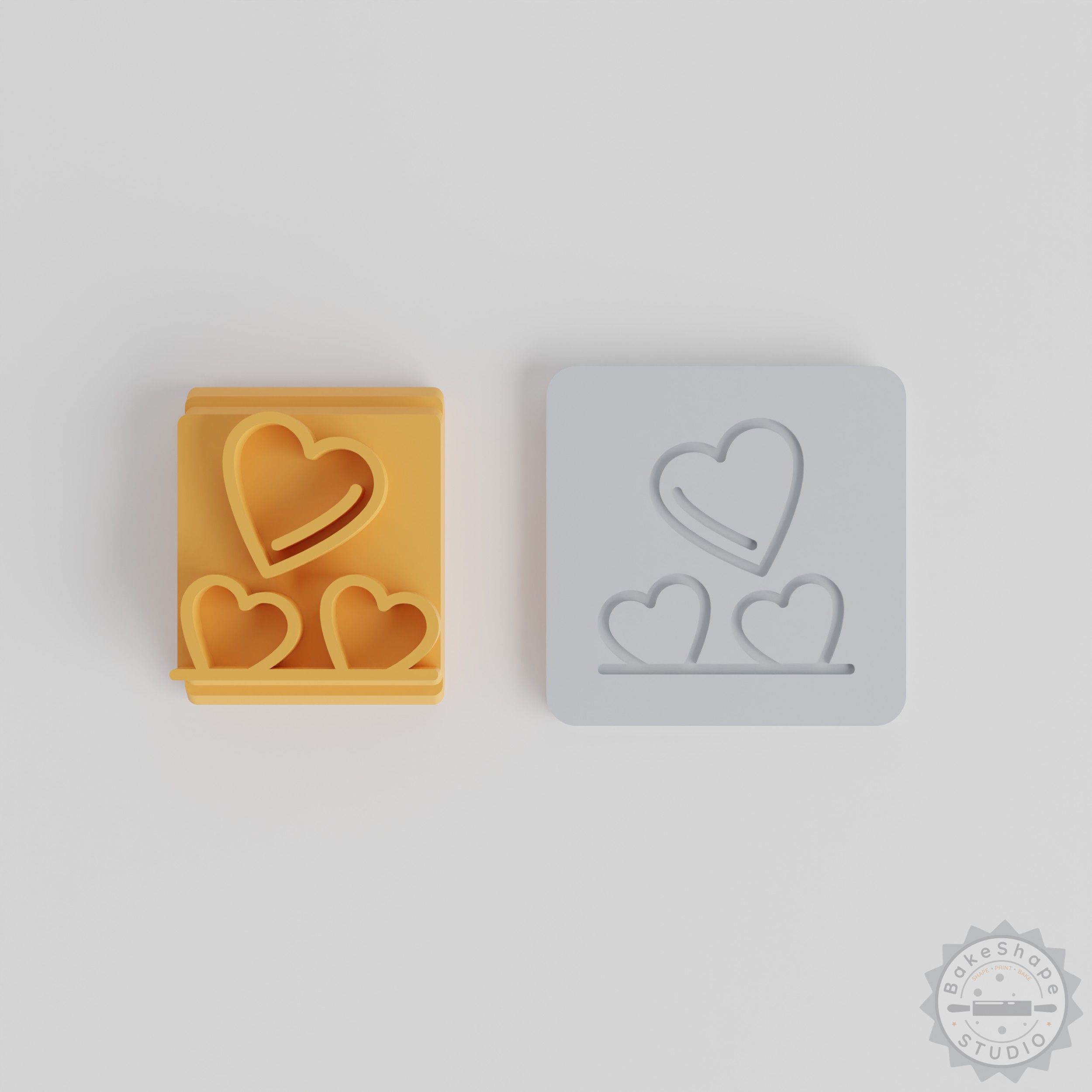 Hearts Stamp Tile Set, 5 Sizes for Clay, Cookies, Fondant, Perfect Love Symbol Designs