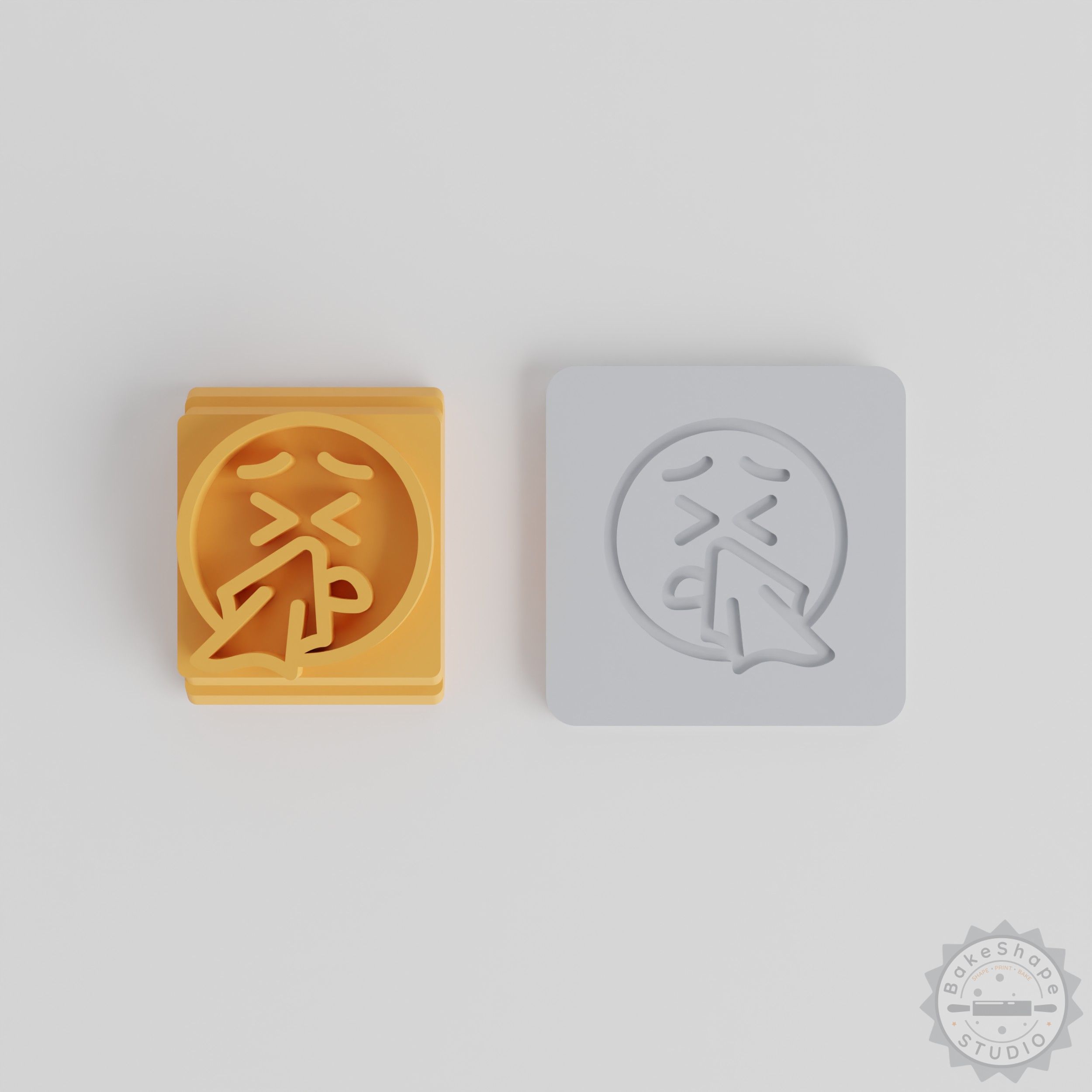 Sneeze Emoji Stamp Tile Set, 5 Sizes for Clay, Cookies, Fondant