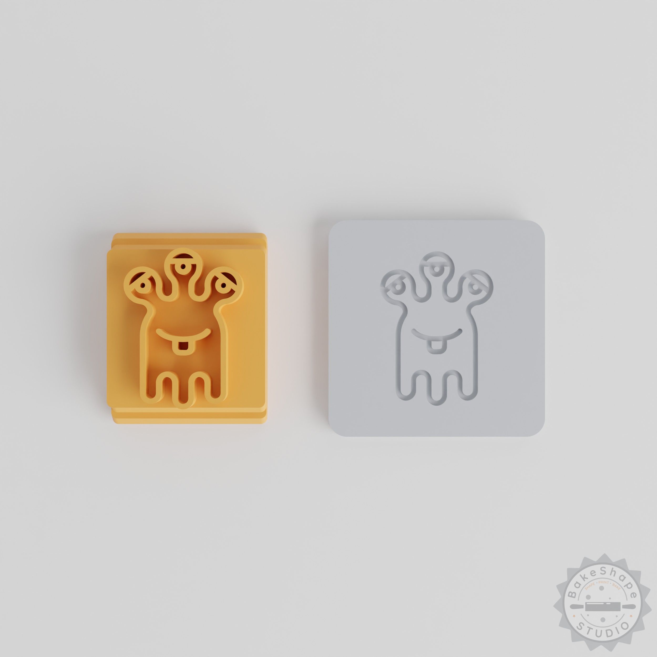Three Eyes Melting Monster Stamp Set, 5 Sizes, Perfect for Clay, Cookies, Fondant