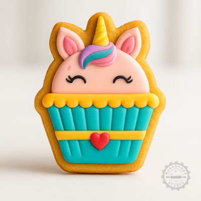 Decorated example 1 of Cupcake Shape Cutter & Stamp Set, Perfect for Cookies & Fondant, 3 Sizes, 6 Pieces