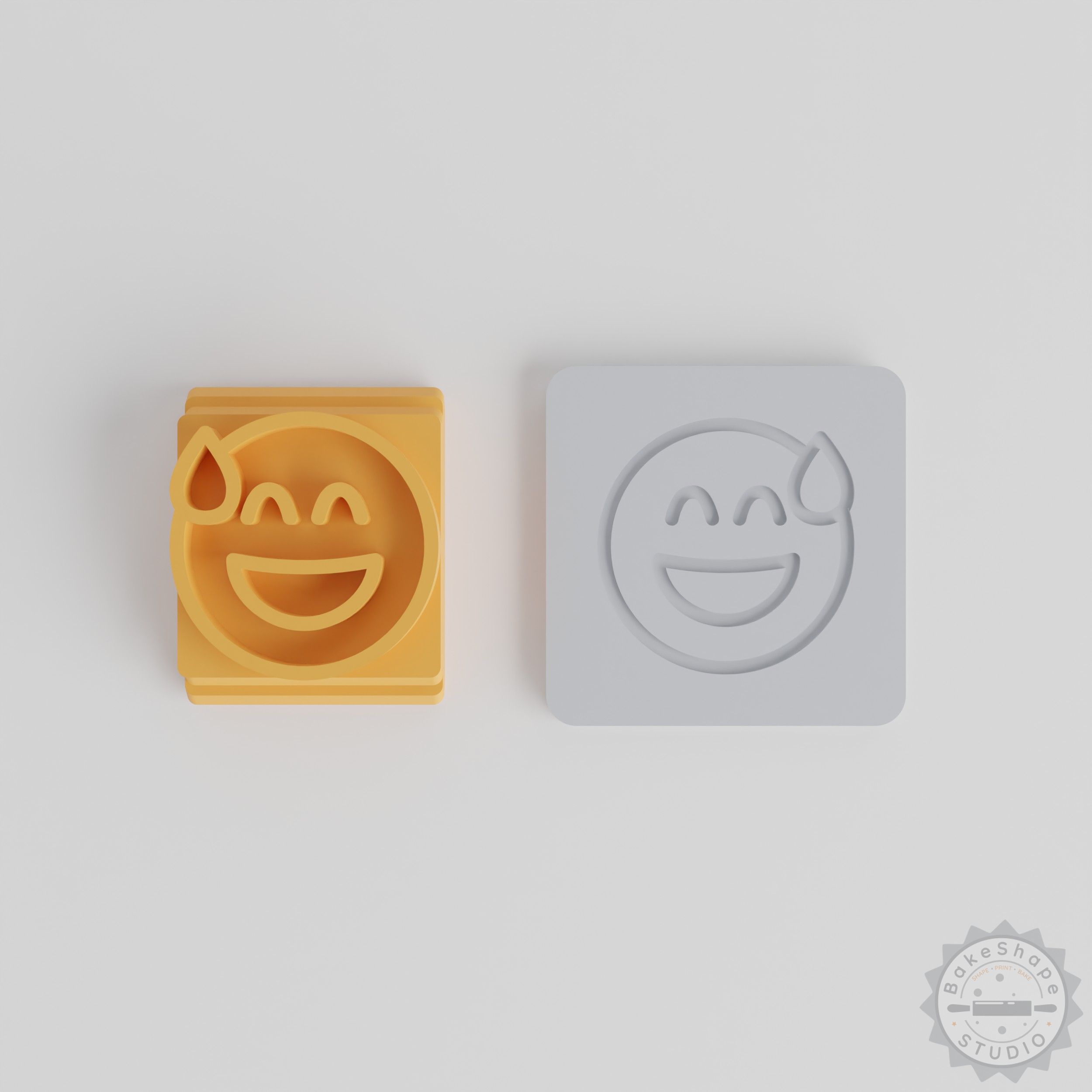 Nervous Laughter Stamp Tile Set, 5 Sizes for Clay & Cookie Decoration, Emoji Face Design