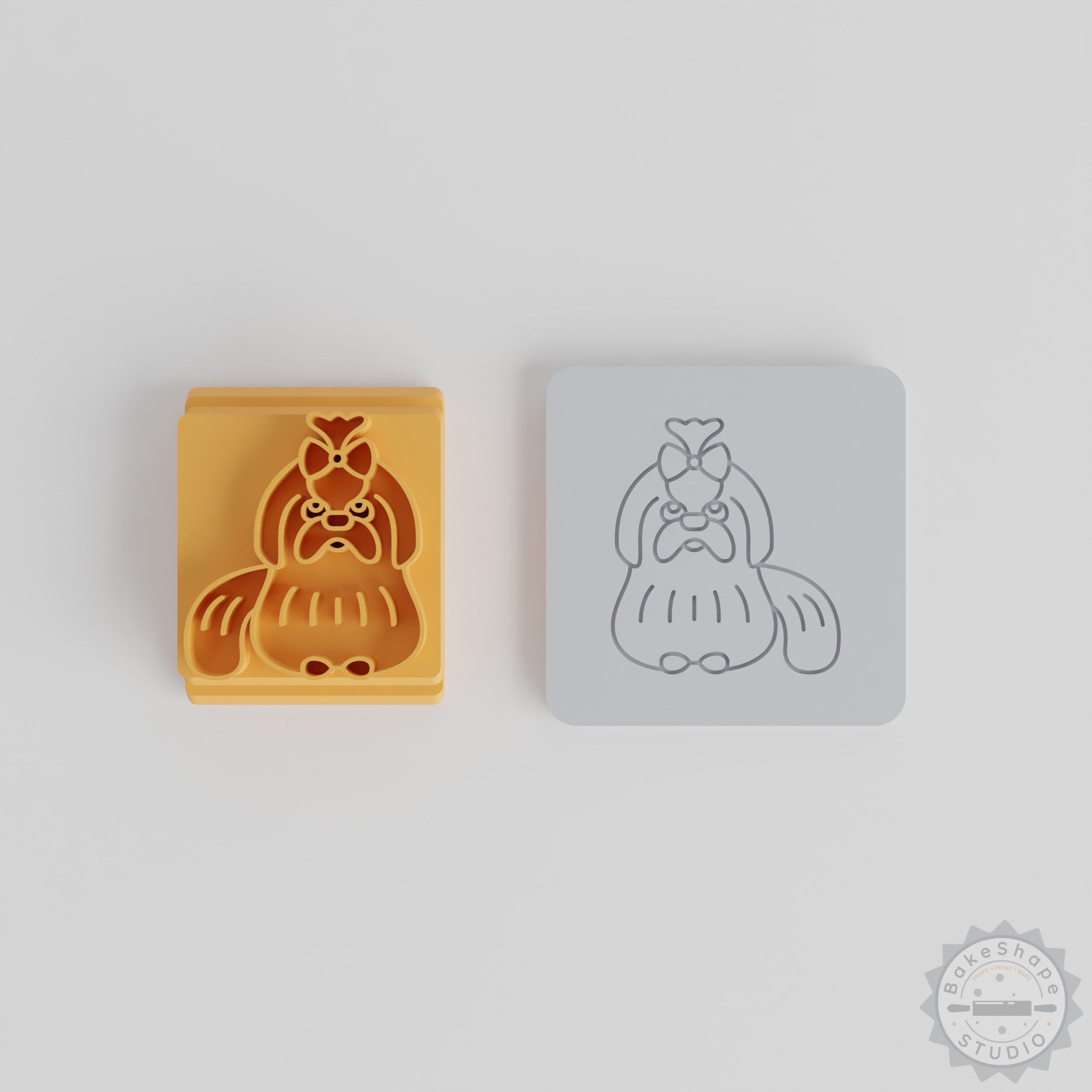 Shih Tzu Stamp Tile Set, 5 Motif Sizes for Clay, Cookie, Fondant Crafting
