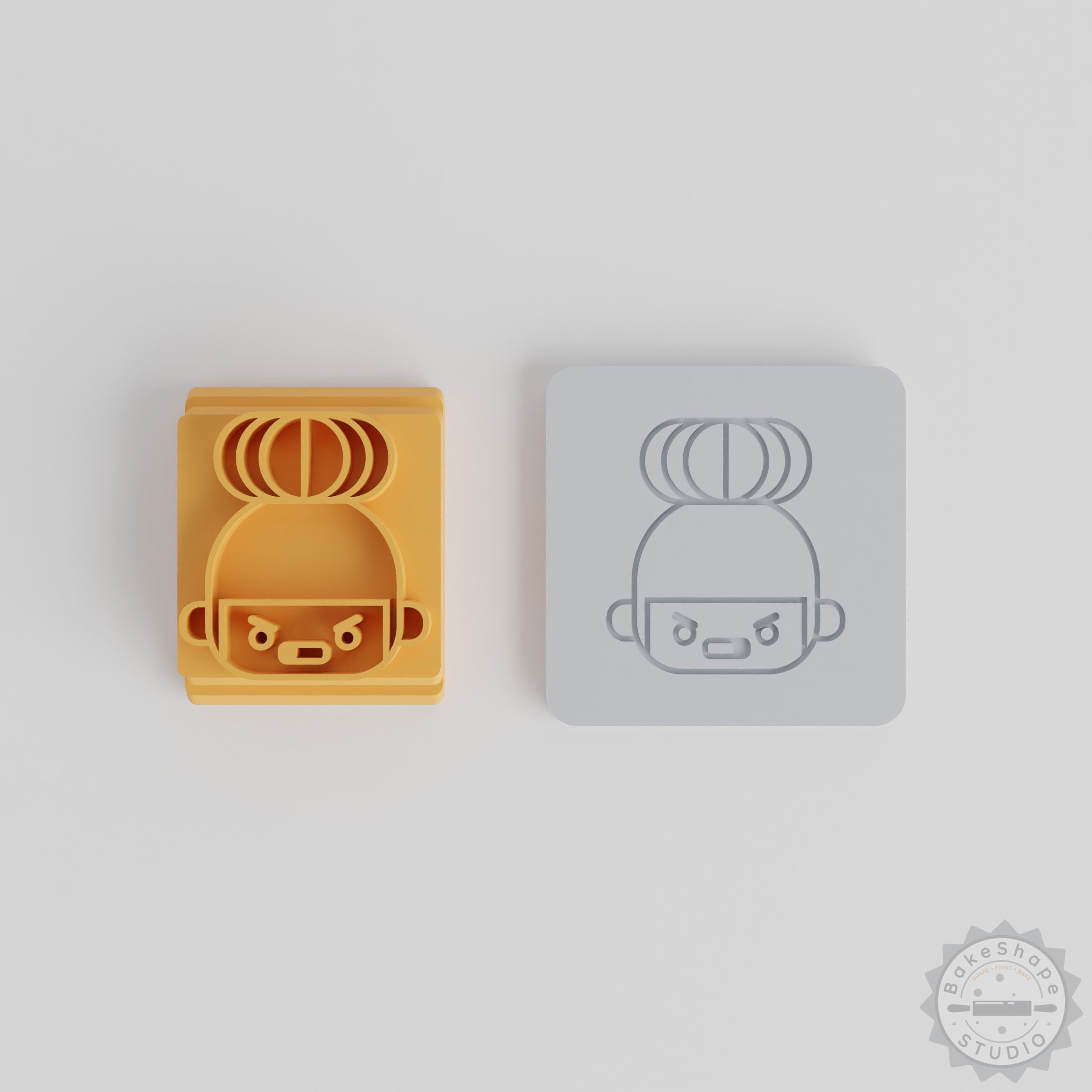 Kawaii Character Stamp Tile Set, 5 Sizes, Cute Angry Emoji Designs for Clay & Cookies