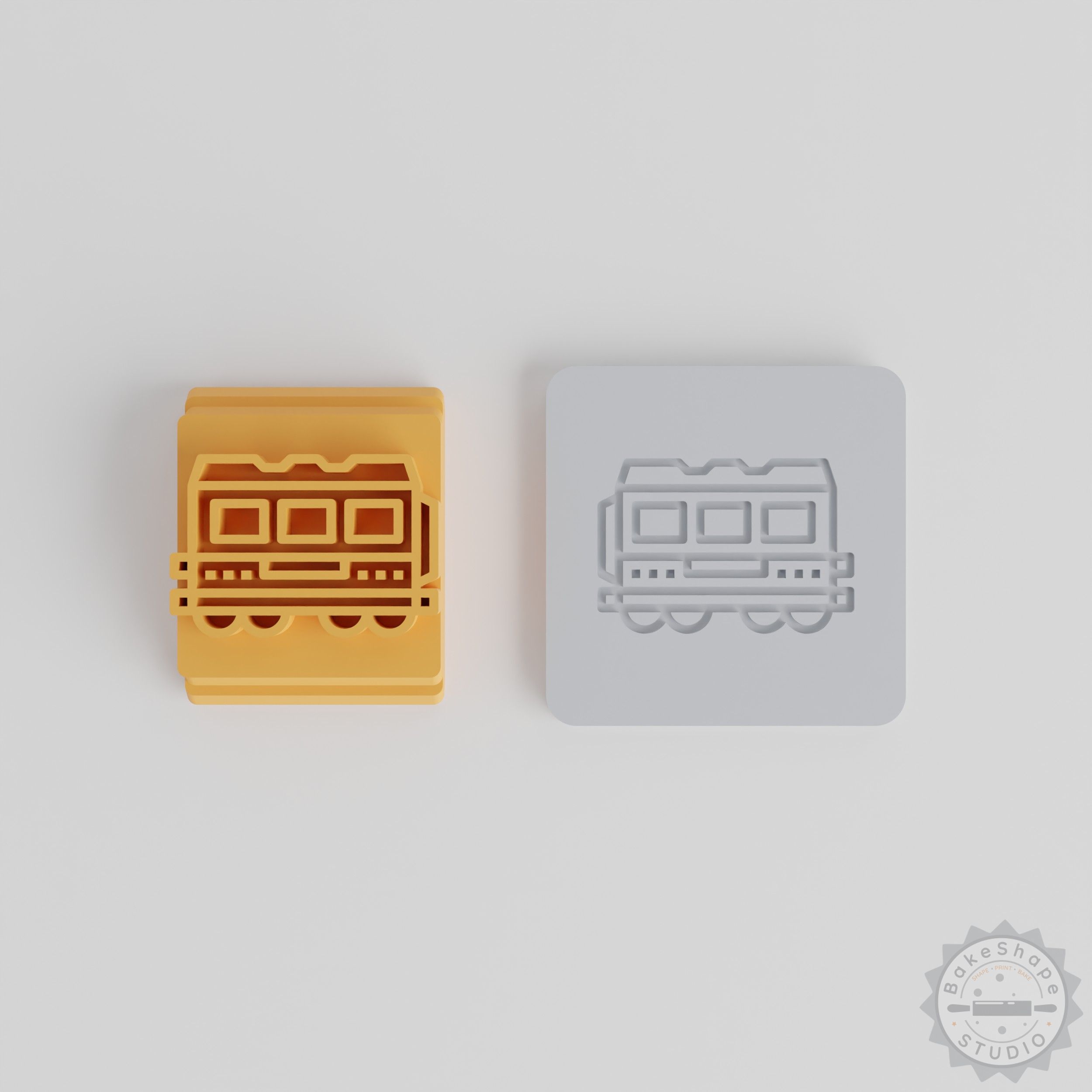 Train stamp set STL for clay, cookies, and fondant with 5 motif sizes from 20 to 40 mm