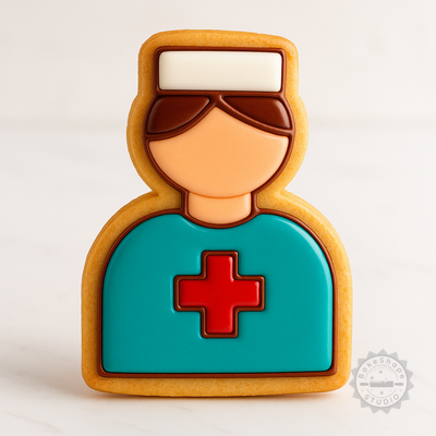Decorated example 1 of Dental Assistant Shape Cutter and Stamp Set for Cookies and Fondant, 6 Pieces in S/M/L Sizes