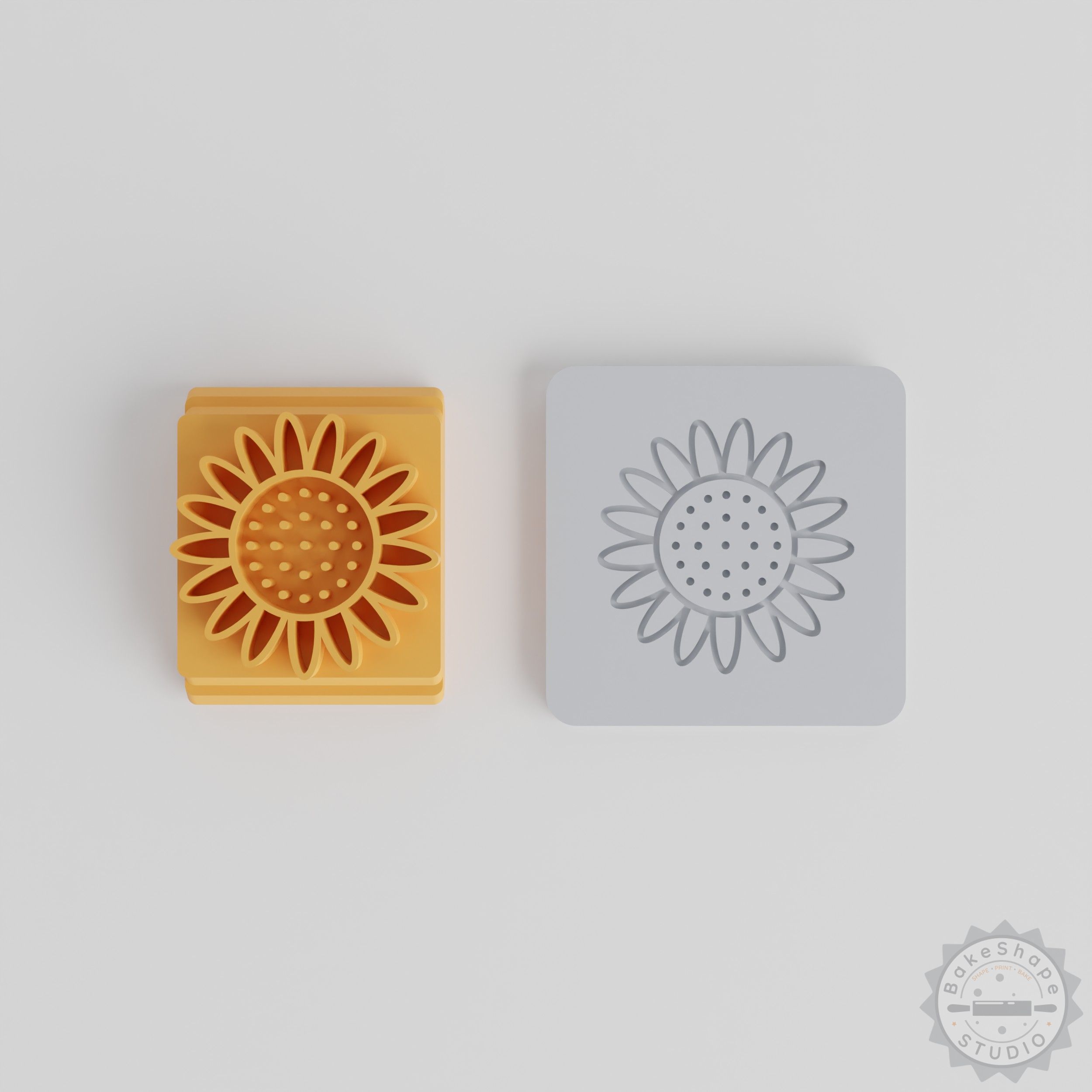 Sunflower Stamp Tile Set, Floral Motif for Clay, Cookies, Fondant Decoration, 5 Sizes, Perfect for Seasonal and Floral Themes
